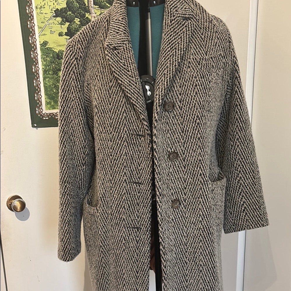 ALFRED SUNG Mohair and Alpaca Wool Herringbone Coat -Made in Canada